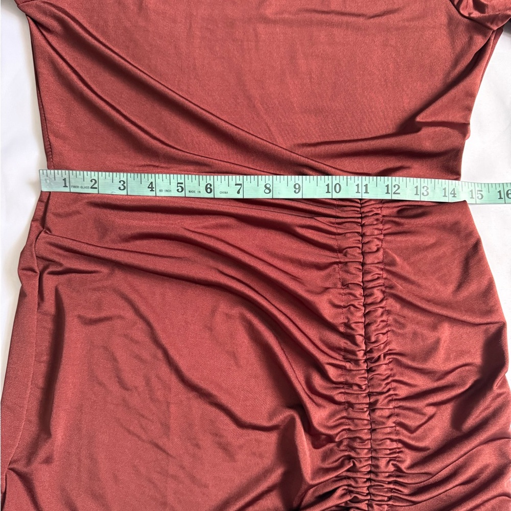 Chic Long Sleeve Ruched Dress - brown - Picture 7 of 8